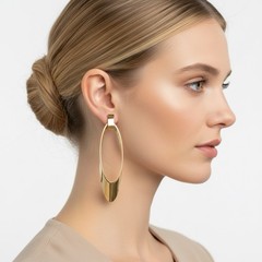 Large Earrings Vintage 1980s Oversized Gold Tone Sculptural Pierced