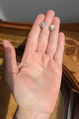 Vintage French 18K Whit Gold Diamond Flower Earrings