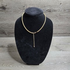 Gold Tone Rope Chain 15in Necklace Vintage Style Twisted Link – Unisex 3mm 15 in