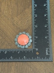 Vintage Western Germany Floral Enamel Brooch & Coral Tone Cabochon Brooch Lot!