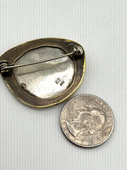 Vintage Mixed metals brooch Woman’s face Dove mid century Garnet 925 brass