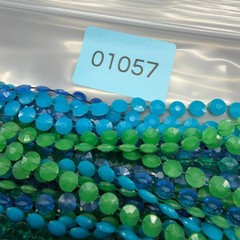 Vintage Plastic Beaded Necklace Blue Green Flapper 50″