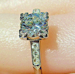 Original EARTH MINED DIAMOND Deco Engagement Ring Vintage PLATINUM Solitaire S 6