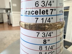 Vintage Brass Deity Torque Cuff Bangle – Hand-Engraved Bracelet, 7.25″