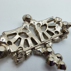 Vintage Art Deco Rhinestone Crown Brooch Old Hollywood Regency Tiara Royalcore