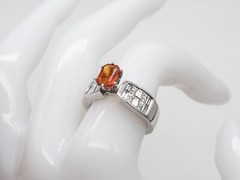 $10,000 3.50ct Natural Padparadscha Sapphire VS G Diamond 14k White Gold Ring