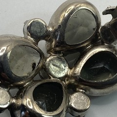 Vintage Gray Rhinestone Clip On Earrings Silver Tone Flower Stud 1.25in Jewelry
