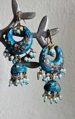 Vintage Handmade Lakh Dangling Earrings – India – Sky Blue 💙✨