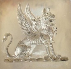 Superb Antique Georgian Gold Fill Chalcedony Griffin Sword Intaglio Seal Pendant