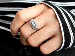 Vintage 0.78Ct Diamond and 18k White Gold Dress Ring Circa 1950