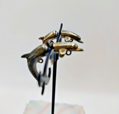 Vintage Silver Tone 2 Piece Dolphin Stud Earrings Post Backs for Pierced Ears