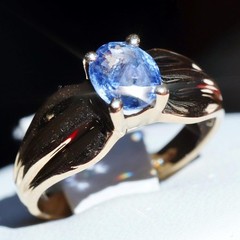14k yellow gold 0.60ct tanzanite solitaire size 6 ring heated vintage 3.30gr