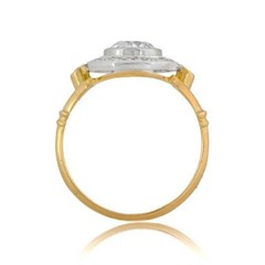 2.90CT Lab Created Diamond Vintage Octagon Halo Bezel Ring 14K Two-Tone Gold FN
