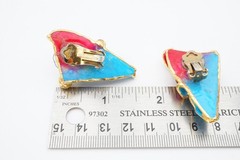 Vintage Clip On Earrings Gold Tone Rhinestone L3