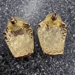Vintage Creme Enamel Post Earrings Goldtone Pierced Ears With Backs