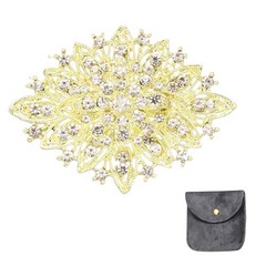 Vintage Crystal Rhinestone Brooch 2.6 Inch Bouquet Brooch Gold