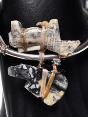 Vintage Tibet/Nepal Sterling Silver Coral Turquoise Inlaid Bone Tribal Bracelet