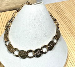 Sarah Coventry Bracelet Vintage Textured Gold Tone linked Coin Panel Lot 100A