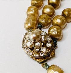 Vintage Miriam Haskell Faux Pearls ‘Russian Gold’ Finish – Double Strand – VGUC