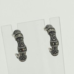 Vintage Judith Jack Sterling Silver 925 Marcasite Hoop Earrings