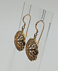 925 MD Vermeil Filigree Drop Earrings 1.5in Sterling Silver 5g Gold Wash Estate