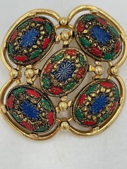VTG Sarah Coventry 1968 Light Of The East Mosaic Brooch Pin & Pendant Necklace