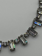 Vintage Weiss Necklace Clear Rhinestone Baguette Choker Silver Tone