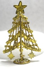 Vintage Kirks Folly Rhinestone Christmas Tree free standing Brooch/ Pin