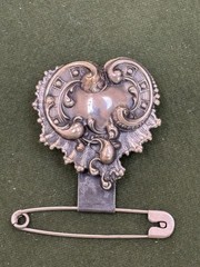 ANTQ VICTORIAN CHATELAINE SILVER PLATE MONEY PIN BODICE KEY HOLDER BELT SLIDE