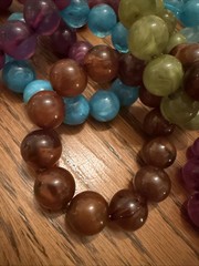 Vintage Lucite Bracelet Lot Marbled Plastic Stretch Bead Bracelets 10