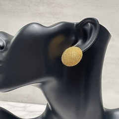 Vtg Trifari Signed Gold Plated Button Stud Earrings Round Basketweave Dome 80s
