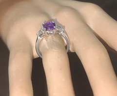 14K White Gold Engagement Ring 2.51CT.Natural Purple Sapphire Cushion GIA Cert