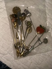 15 Stick Pins Mixed Metal And Stone Estate Lot