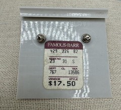 New Vintage Marvella Faux Pearl Gold Tone Pierced Earrings NOS