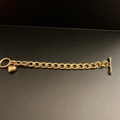 Vintage Juicy Couture Heart Charm Gold tone Link Bracelet 7″