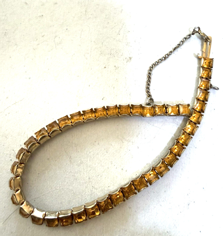 Art Deco Gold Channel Set Rhinestone Bracelet
