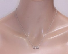 925 sterling silver infinity pendant link chain necklace adjustable 2.46g