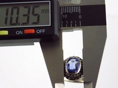 Vintage Sterling Silver Oval Cut Sapphire Ring 925 Size 6 Weighs 5.7g Dot Trim