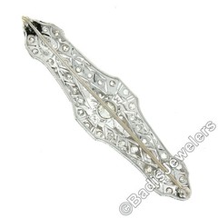 Antique Edwardian Platinum 2.25ctw Old European Diamond Milgrain Open Bar Brooch