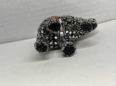Vintage Elephant Mirror Crystal Glass Squares Statue 3.5 Inches Trinket