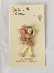 Vintage 1995 Dezine The Fairy Collection Pink Dress Wings Brooch Pin Jewelry