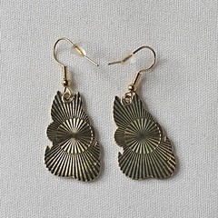 Enamel Black Cat Dangle Earrings Kitten In Your Fern House Plant Gold Tone Hooks