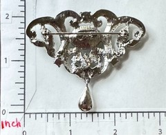 Vintage Eisenberg Ice Brooch Clear Sparkling Rhinestones with Hanging Drop Stone