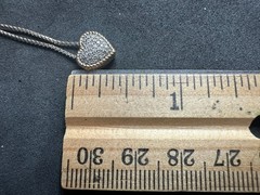 3.47g Vintage Sterling Silver 925 Heart Pave Sparkle Necklace 18 in M