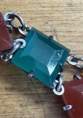 1920s Carnelian Chrysoprase Bracelet in 925 Sterling Silver Authentic Art Deco