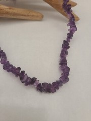 VINTAGE STERLING SILVER ROUGH CUT AMETHYSTS NECKLACE ADJUSTS 17-20IN 925