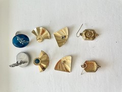 Vintage Geometric Earrings Lot 4 Pairs 80s Geometric Art Deco Style As Is
