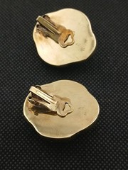 RARE CELIA SEBIRI 1970s goldtone mabe pearls modernist design clip-on earrings