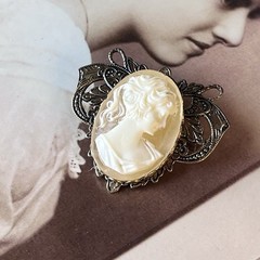 Vintage 1.5” Molded Cameo Brooch – Reproduction – Victorian Style – Y2K Era