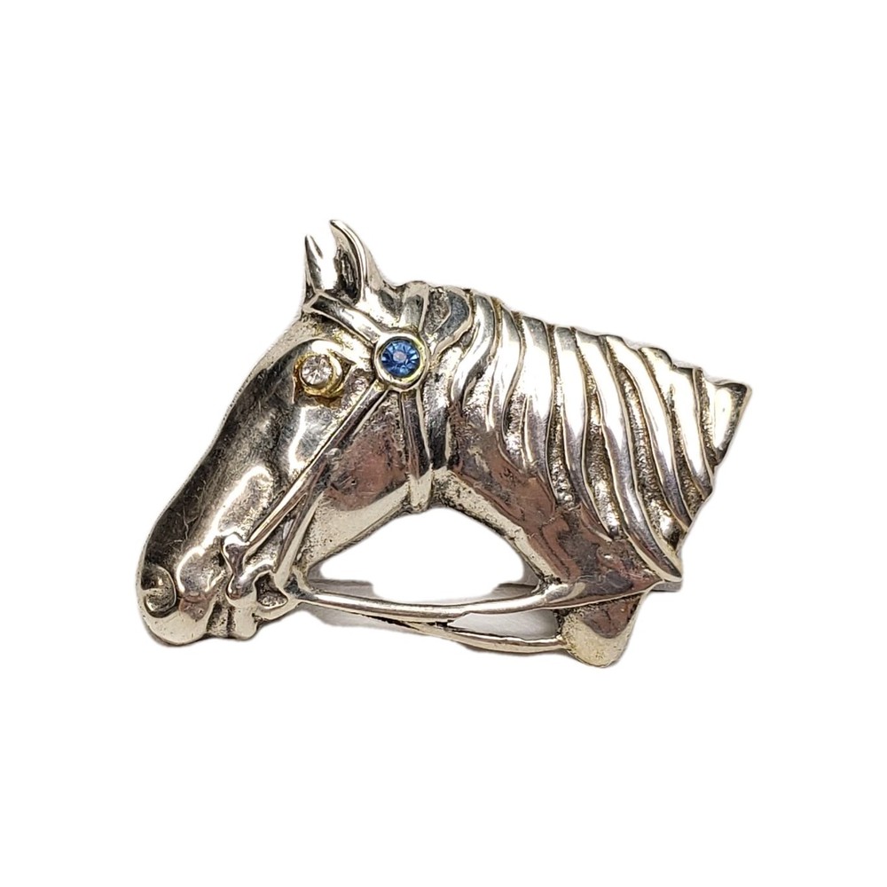 10g Sterling Silver Horse Cowboy Rodeo Brooch Pin 45mm Long